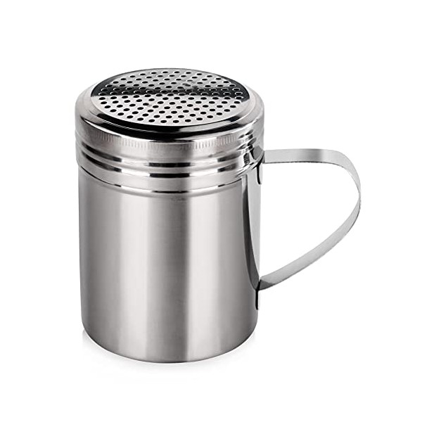 New Star Foodservice 28485 Stainless Steel Dredge Shaker with Handle, 10-Ounce, Set of 2