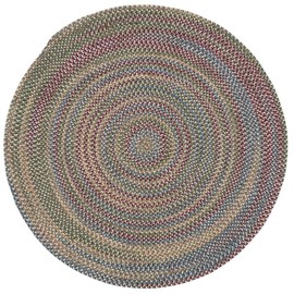 HNU Handcrafted 4' x 4' Round Cabin & Lodge Indoor Textured Braided Weave Soft Comfortable Wool Area Rug, Casual Long Lasting Durability Multi Colored Ash Farmhouse Area Rug, Living Room Decor