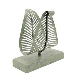 OwlGift Freestanding Modern Napkin Holder with Leaf Design, Tabletop Tissue Dispenser, Napkin Storage Organizer – Rustic Green