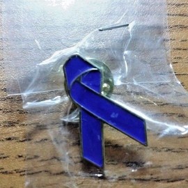 Unbranded Metal Blue Ribbon Button, Lapel Pin, Brooch