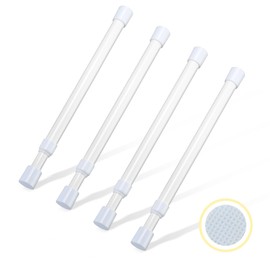 4 Pcs Small Tension Rod 10-15.7 inch Spring Rod, Tension Rod Spring Tension Rods, Small Tension Curtain Rod, Short Thin Tension Rods, Mini Tension Rods for Closet, Cabinets, Cupboard, Drawers, White