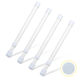 4 Pcs Small Tension Rod 10-15.7 inch Spring Rod, Tension Rod Spring Tension Rods, Small Tension Curtain Rod, Short Thin Tension Rods, Mini Tension Rods for Closet, Cabinets, Cupboard, Drawers, White
