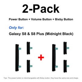 2 Pack for Galaxy S8 & S8 Plus Power Volume Button Replacement Repair Part, Side Buttons Compatible with S8 & S8 Plus, with Toolkit, Black