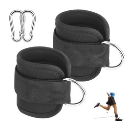 RUCUDIM Ankle Straps Ankle Restraints, Adjustable Ankle Straps, Sports Foot Cuffs Fitness, with D-Rings Carabiner for Fitness Training Men and Women Leg Extenders Pack of 2