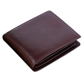 ThaxDirect Men's Bi-fold Wallet, Genuine Leather, Holds 9 Cards, Coin Purse, Large Capacity, Thin, Soft, Men's Bi-fold Wallet, Father's Day, Birthday, Anniversary, Gift, Braun