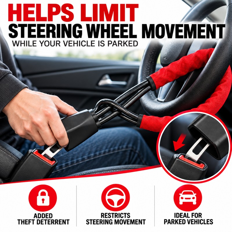 Steering Wheel Lock for Vehicle Security – ABS & Steel