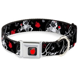 Dog Collar DYCN-Apple Glow Full Color Black/Red - Snow White Apple Poses/Butterflies Black/Gray/Red - Wide-Large 18-32"