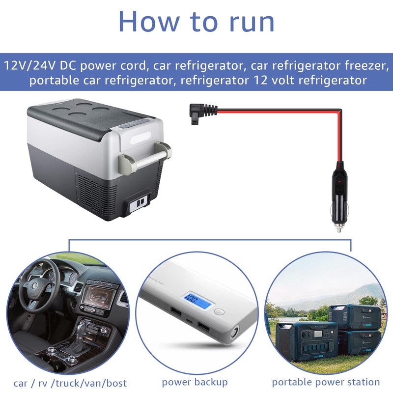 kzfuli 12V/24V Car Refrigerator Power Cord is Compatible with Alpicool,