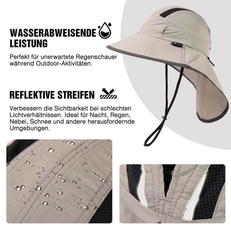 TOP-EX L/XL Women's Ponytail Sun Hat with Neck Protection, UV