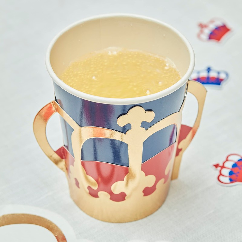 Ginger Ray Union Jack Coronation Party Paper Cups-8 Pack