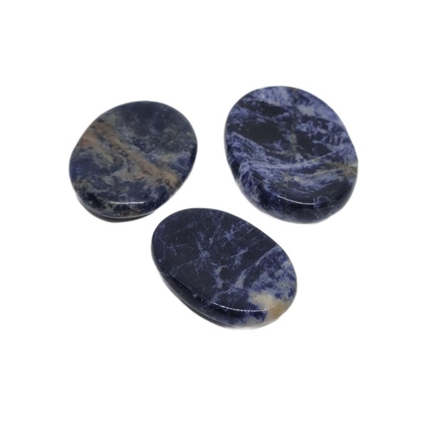 Pachamama Essentials Sodalite Worry Stone Oval Pocket Palm Stone Tumbled Polished Thumb Stones for Anxiety Stress Relief Meditation Crystal Therapy (Sodalite)