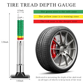 JUSTTOP 2PCS Car Tire Tread Depth Gauge, Color Coded Tyre Tread Metric Gage Tire Depth Gauge Tester, Fast Accurate Tyre Tread Depth Measurement Tool Tire Wear Gauge in 32nds
