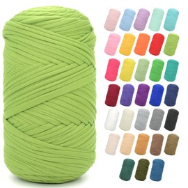 400G Tshirt Yarn for Crocheting,Apple Green T Shirt Chunky Elastic Fabric Thick T-Shirt Crochet Yarn for Beginners Crocheting Hand Knitting Bag/Basket/Coasters/DIY Crafts/Home Decor