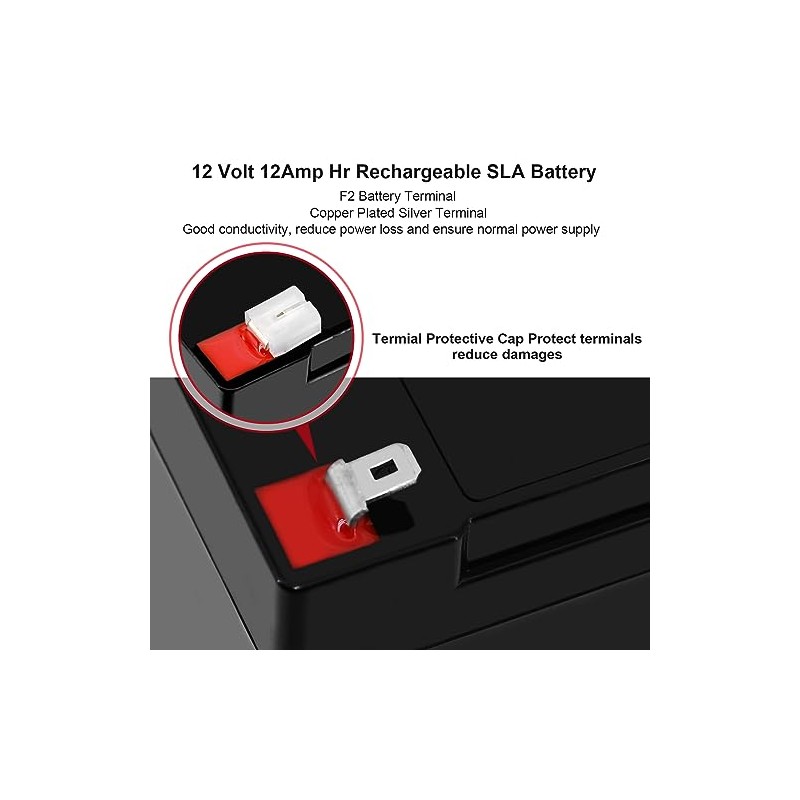 Miady 12V 12Ah Rechargeable Sealed Lead Acid Battery (2 Packs)