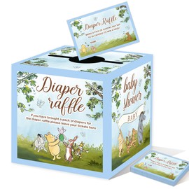 50PCS Winnie the Pooh Baby Shower Decorations-Winnie Baby Shower Games-Pooh Party Decorations-Baby Shower Diaper Raffle Box-blue2