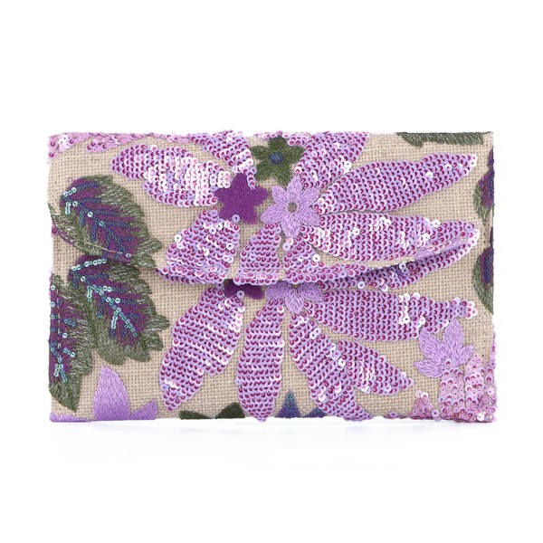 LUI SUI Summer Embroidery Beaded Evening Handbags Floral Boho Envelope