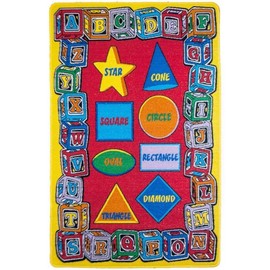 Mybecca Kids Rug ABC Shapes 3' X 5' Children Area Rug for Playroom & Nursery - Non Skid Gel Backing (39" x 56")