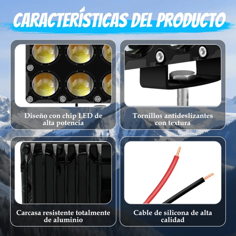 Par Faros De Led Lupa Luz Cuatro Color De Moto