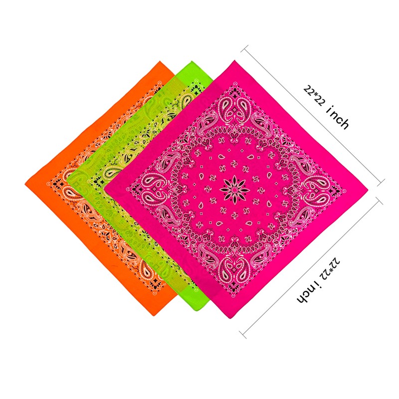 HankieWorld Bandanas 3 pack 22 inch Cotton Paisley Kerchiefs for