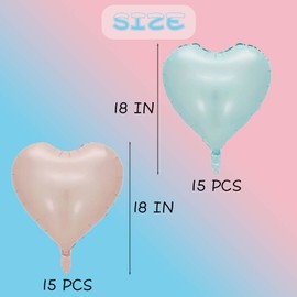 30PCS Blue and Pink Heart Balloons,18 inch Balloons Heart Shape Balloons,Heart Party Decorations,Suitable for Baby Shower Wedding Birthday Party Decorations