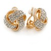 Gold Tone Clear Crystal Knot Clip On Earrings - 15mm