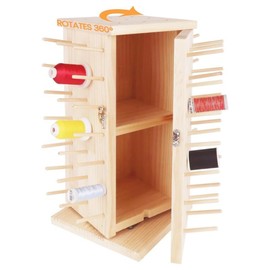 New brothread Fully Rotating Wooden Thread Rack/Thread Holder Organizer with Inner Storage Compartments for Sewing, Quilting, Embroidery, Hair-braiding and Jewelry DIY Machine Embroidery for Beginners Thread Storage - New brothread - Color: 93 Spools (DI