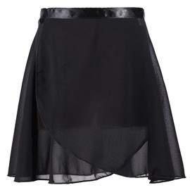 Ballet Skirt Wrap Skirt Dance Skirt Chiffon Dance Skirt Adjustable Waist Tie for Girls and Women, black