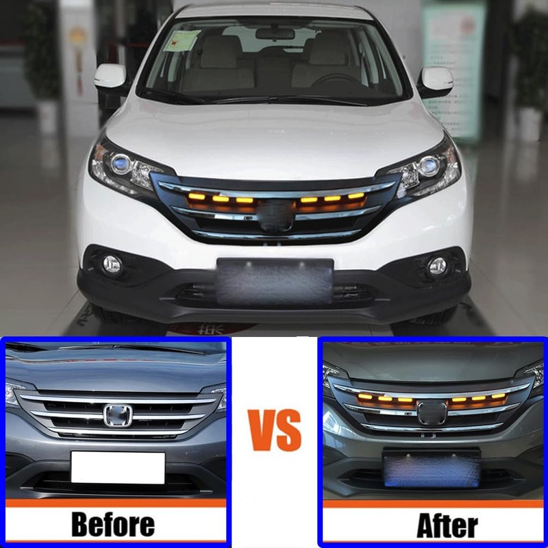 ECAHAYAKU Front Bumper LED Grille Amber Turn Signal Light Driving