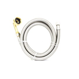 CMI Inc Stainless Steel Braided Dishwasher Connector 5 Ft with Swivel Elbow, Dishwasher Supply Line, 3/8” X 3/8” Compression with 3/4” Female Hose Thread Connect, 60 Inches