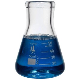 Karter Scientific 50ml Narrow Mouth Erlenmeyer Flask, Borosilicate Glass, Heavy Duty Rim, Thick Wall, Karter Scientific 213G18 (Pack of 12)