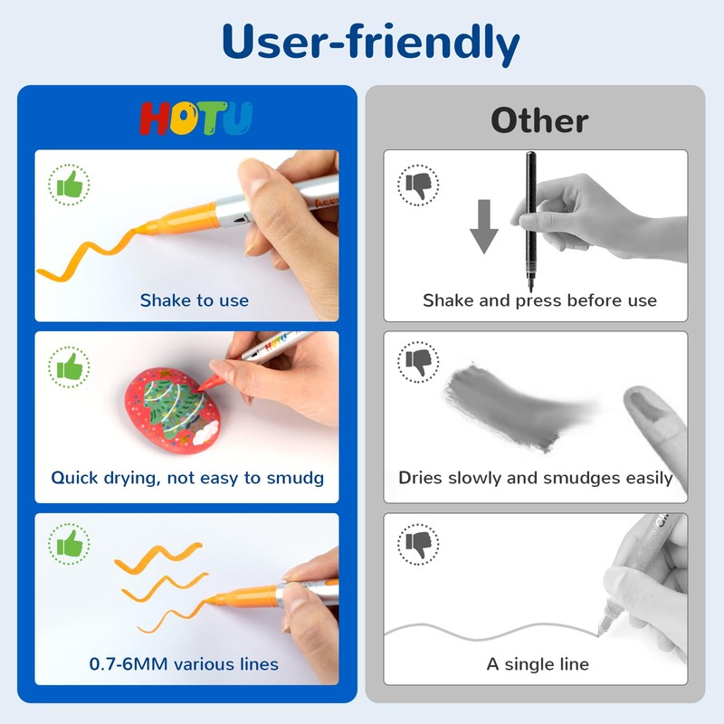HOTU Acrylic Pens Professional Set 8 Colours Waterproof (6.6 g
