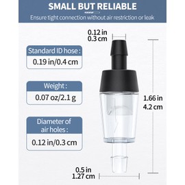 Pawfly Aquarium Check Valves for Common Air Pumps Black Plastic 1-Way Non-Return Valves Pump Protectors for Standard 3/16 Inch Airline Tubing Fish Tank Accessories for Aeration Setup, 6 Pack