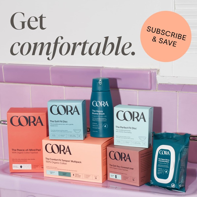Cora Organic Tampons Multipack (12 Light, 12 Regular, 12 Super