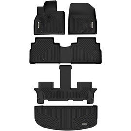 OEDRO Floor Mats Fit for 2020-2025 Kia Telluride with 2nd Bucket Seats Without Center Console, All Weather Fit for Kia Telluride Accessories Floor Mats Liners 3 Row & Cargo Liner Car Mats Set