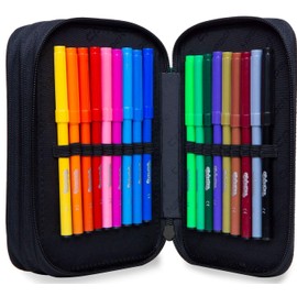 Goldkids Pencil Case XXL 3 Compartments Pencil Case Filled Pencil Case 3-Tier Homework Book Moro Military Motif, Pattern 1