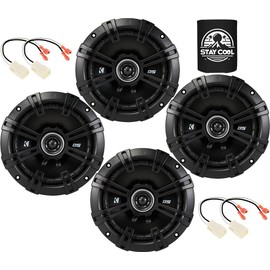 KICKER Speakers 6.5 inch for Jeep Wrangler/Unlimited/JK 2007-2018 Upgrade Kit - 4 Pack of DS Series with Harness, Coaxial 6 1/2 Car Audio Front Dash and Rear Overhead Speaker DSC650, 43DSC6504