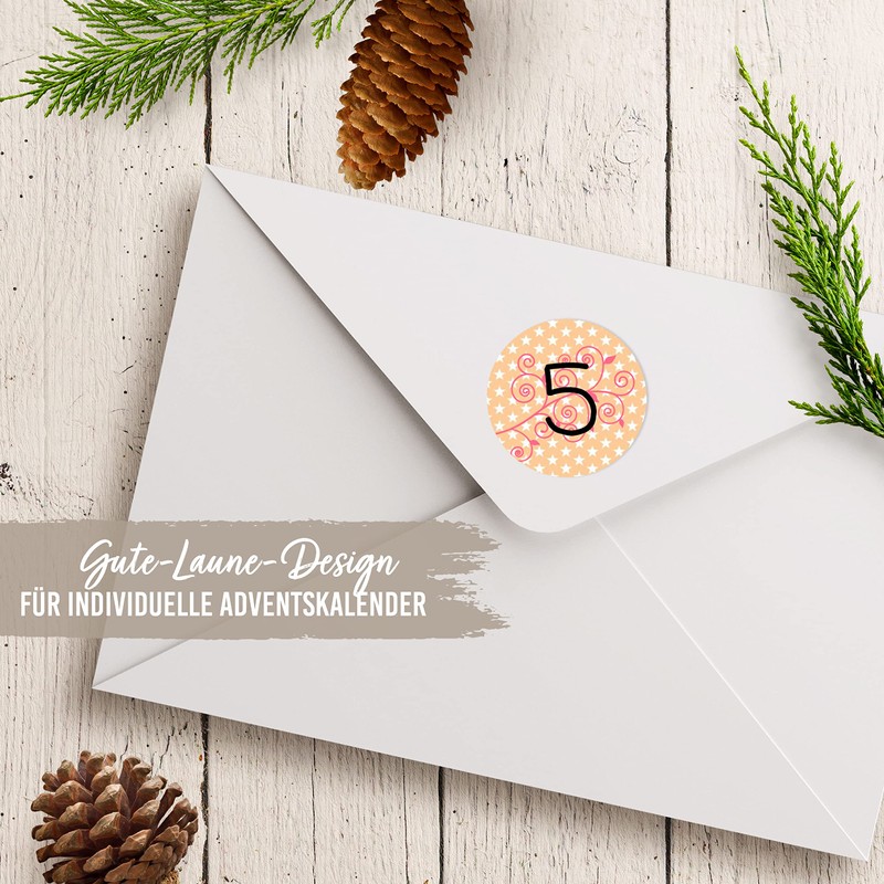 Papierdrachen 24 Adventskalender Zahlenaufkleber - Nr 14 - Sticker 4cm