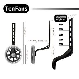 Kids Bike Stabilisers for Childs Bike Support Bike Wheels 12 14 16 18 20 Inch, Bicycle Training Wheels Mute Flash Wheels with Adjustable Bicycle Stabiliser Mounted Kit