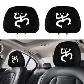 URHWYTV 2 Pack Headrest Covers Compatible with Coqui Puerto Rico Frog Taino, Soft Black Fabric Head Rest Cover Universal Fit to All Car/Truck Models