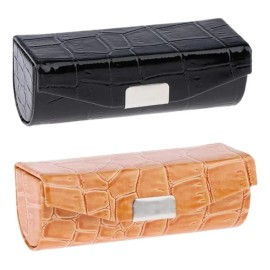2x Estuche De Lápiz Labial Individual De Negro Y Naranja