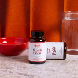 Health Hack Blood Flow con PQQ y Coq10 | Suplemento Circulación Sanguínea | Con L-Arginina, Glicinato de Magnesio, Resveratrol, Coenzima Q10, Vitamina B3, PQQ y Vitamina D3 | Salud Cardiovascular