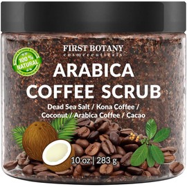 First Botany Exfoliante de Café Arábica 283 g - Exfoliación intensa - Café puro - Antioxidantes - Hecho en USA