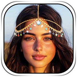 Campsis Rhinestone Head Chain Gold Crystal Headpiece Tassel Head Jewelry for Women