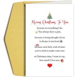 Oamiolek Romantic Christmas Card for Husband Wife, Poem Christmas Card for Boyfriend Girlfriend, Sweet Christmas Card for Fiance Fiancee, Merry Christmas to You