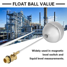 Válvulas de Bola Flotador, Válvula de Flotador de Acero Inoxidable de 1/2 Pulgada DN15, Sensor de Agua de Rosca Macho de Latón DN15 G1/2 Valor de Bola Flotante de Acero Inoxidable, para Tanque de Agua