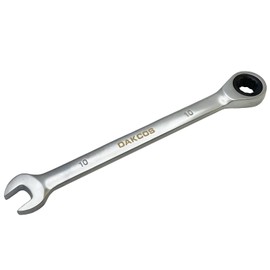 DAKCOS DAKCOS Kombi-Ratschenschlssel 10mm - Metrischer Ratschenringmaulschlssel aus CR-V mit mattierter Chromoberfl?che