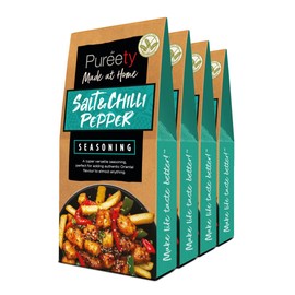 Pureety | GLUTEN FREE Salt & Chilli Pepper Seasoning | Restaurant quality meals made at home | One pack serves four | x 4 packs