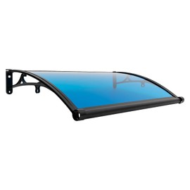 WUSILILU 40.15 * 24.4in Window Door Awning, 110.23lbs Wall Mount Window Door Canopy, Front Doors/Windows Overhang Awning for Sun Shutter, Patio Awning Canopy, -40 to 248 ℉ (Black+Lake Blue)