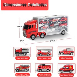 LHChan Camion Juguete de Bomberos,7 en 1 Set de Juguetes de Coche de Bomberos Montaje Camion de Bomberos para Niños Más de 4 Año, Cumpleaños Fiesta de Navidad Regalo