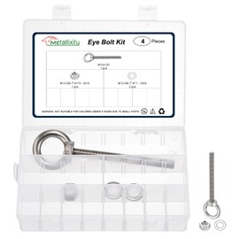 METALLIXITY Shoulder Eye Bolt with Washers & Nut (M12x120mm) 1Set, 316 Stainless Steel Machinery Lifting Ring Threaded Eye Bolt - for Load Hoisting, Silver